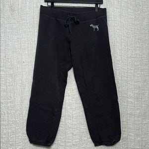 Y2K PINK Victoria's Secret Black Sweatpants with Elastic Waistband